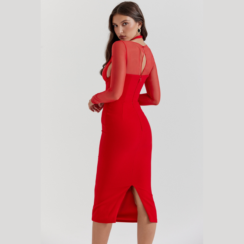 Midi Kleid mit langen Ärmeln – Elegant und stilvoll für jeden Anlass  Emayze