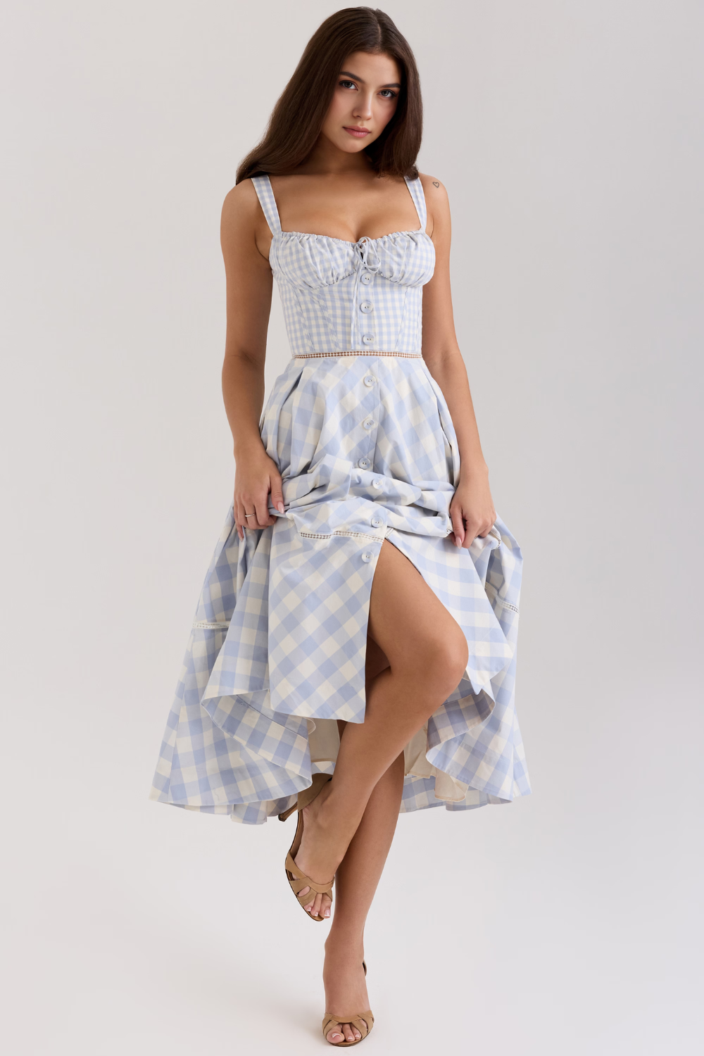 Elegantes Midi Kleid für Damen mit Anpassung für Büste und Taille – Ideal für Hochzeitsgast und festliche Anlässe  Emayze