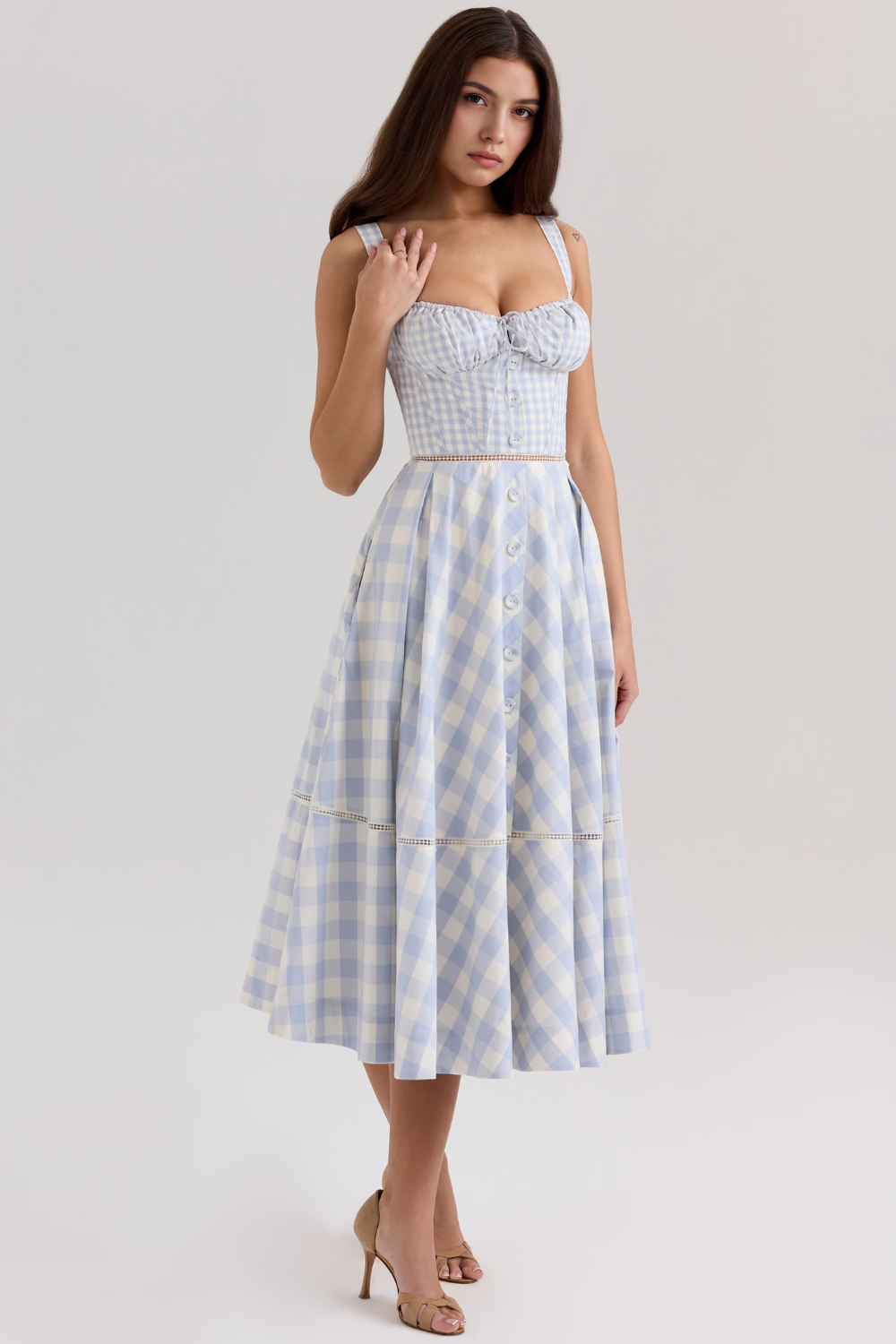 Elegantes Midi Kleid für Damen mit Anpassung für Büste und Taille – Ideal für Hochzeitsgast und festliche Anlässe  Emayze
