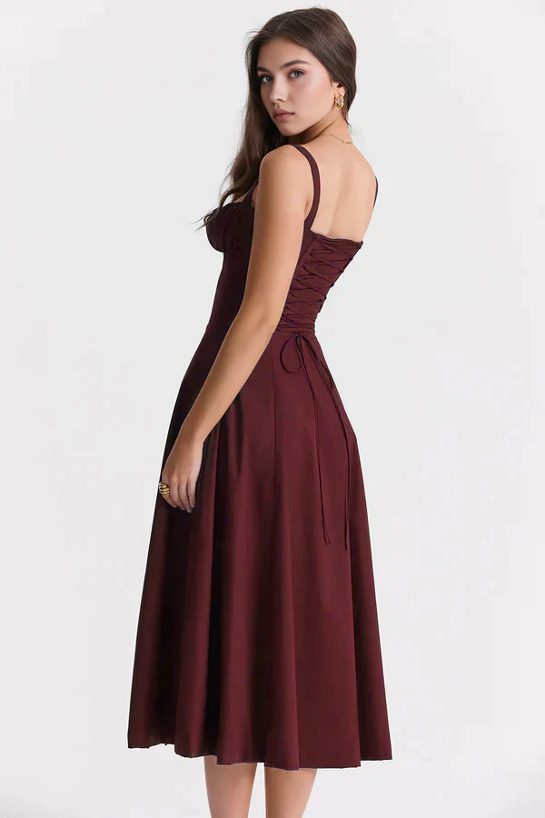 Sommer Midikleid mit Spaghettiträgern für Hochzeit  Emayze