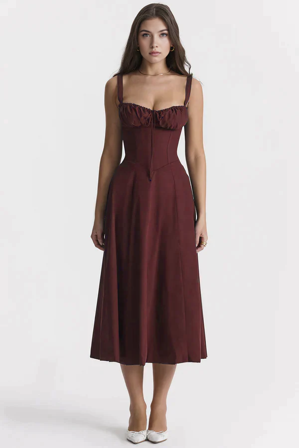 Sommer Midikleid mit Spaghettiträgern für Hochzeit  Emayze
